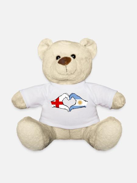 England Argentina Flag Hands Heart Shape - Teddy Bear - white