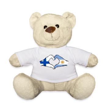 Finlande Argentine Drapeau Mains Coeur Forme - Nounours - blanc - Devant