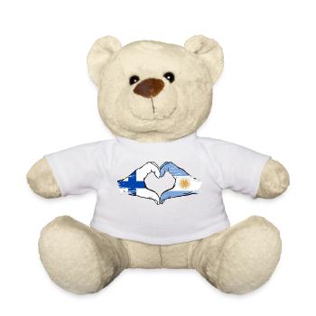 Finlande Argentine Drapeau Mains Coeur Forme Utilisé - Nounours - blanc - Devant