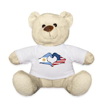 Argentina USA Flag Hands Heart Shape - Teddy Bear - white - Front