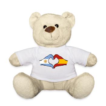 Argentina Spain Flag Hands Heart Shape - Teddy Bear - white - Front