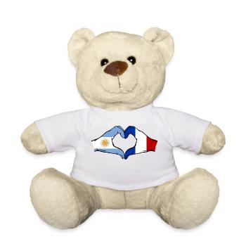 Argentina France Flag Hands Heart Shape - Teddy Bear - white - Front