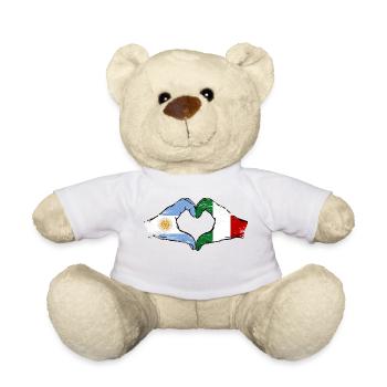 Argentina Italy Flag Hands Heart Shape Used - Teddy Bear - white - Front