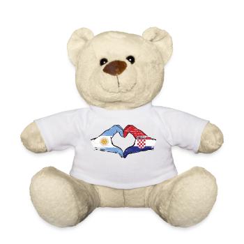 Argentinien Kroatien Flagge Hände Herzform - Teddy - Weiß - Vorne
