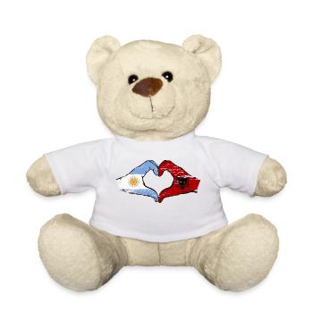 Argentine Albanie drapeau mains forme de coeur utilisé - Nounours - blanc - Devant