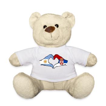 Argentinien Serbien Flagge Hände Herzform - Teddy - Weiß - Vorne
