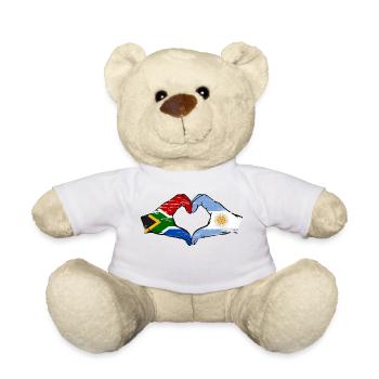 South Africa Argentina Flag Hands Heart Shape Used - Teddy Bear - white - Front