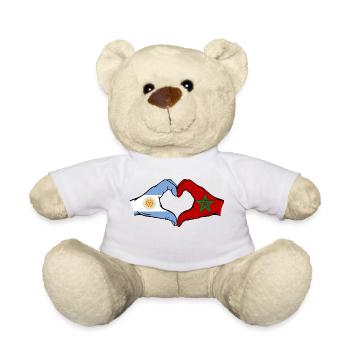 Argentine Maroc Drapeau Mains Coeur Forme - Nounours - blanc - Devant