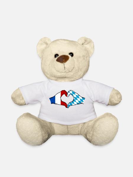 Frankreich Bayern Flagge Hände Herzform - Teddy - Weiß