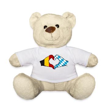 Belgien Bayern Flagge Hände Herzform - Teddy - Weiß - Vorne