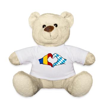 Romania Bavaria Flag Hands Heart Shape - Teddy Bear - white - Front