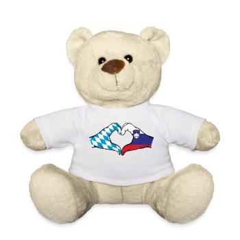 Bavière, Slovénie, Drapeau, Mains, Forme de coeur - Nounours - blanc - Devant