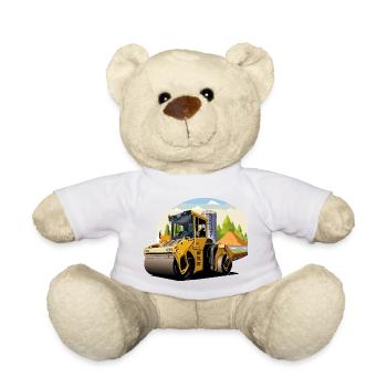 Rouleau compresseur au travail - Nounours - blanc - Devant