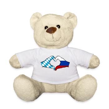 Bayern Russland Flagge Hände Herzform - Teddy - Weiß - Vorne