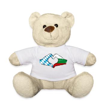 Bavière, Bulgarie, Drapeau, Mains, Forme de coeur Utilisé - Nounours - blanc - Devant