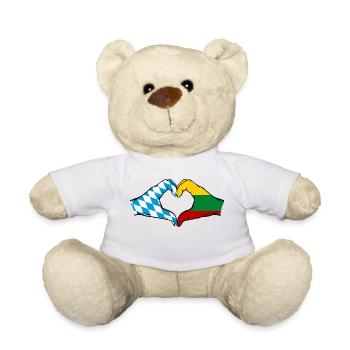 Bavaria Lithuania Flag Hands Heart Shape - Teddy Bear - white - Front