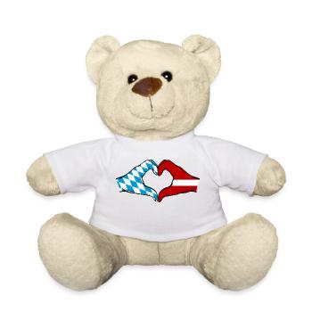 Bavière, Lettonie, Drapeau, Aiguilles, Forme de coeur - Nounours - blanc - Devant