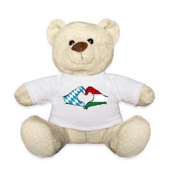Bavaria Hungary Flag Hands Heart Shape - Teddy Bear - white - Front