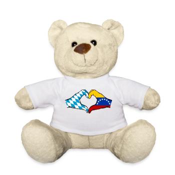 Bavière, Venezuela, drapeau, mains, forme de coeur - Nounours - blanc - Devant