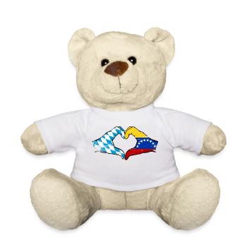 Bavière, Venezuela, drapeau, mains, forme de coeur utilisé - Nounours - blanc - Devant