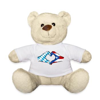 Bavière, Costa Rica, drapeau, aiguilles, forme de coeur utilisé - Nounours - blanc - Devant