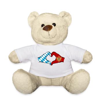 Bavière, Monténégro, drapeau, mains, forme de coeur - Nounours - blanc - Devant