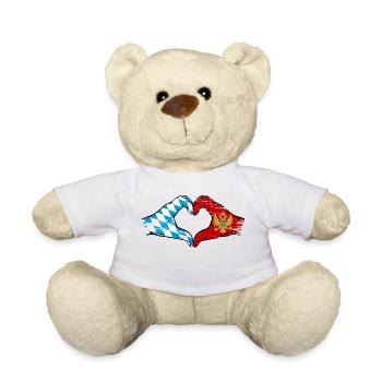 Bavière, Monténégro, drapeau, mains, forme de coeur utilisé - Nounours - blanc - Devant