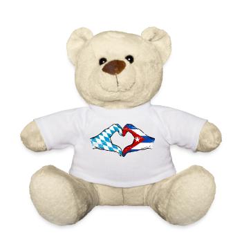 Bavière, Cuba, Drapeau, Mains, Coeur, Forme Utilisé - Nounours - blanc - Devant
