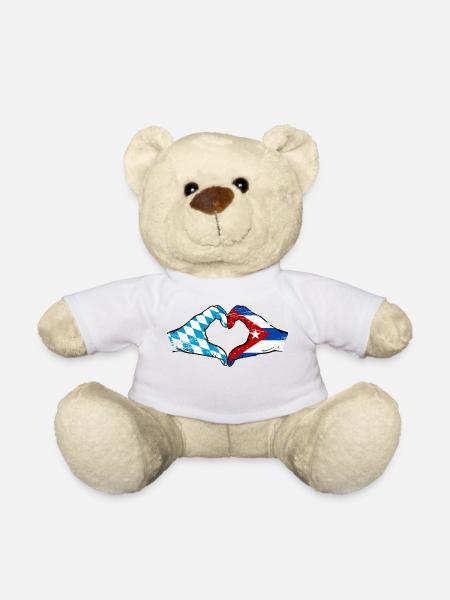 Bayern Kuba Flagge Hände Herzform used - Teddy - Weiß