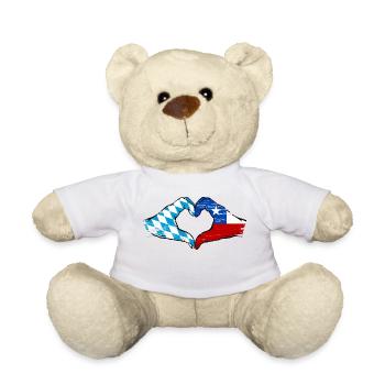 Bavière, Chili, drapeau, aiguilles, forme de coeur utilisé - Nounours - blanc - Devant