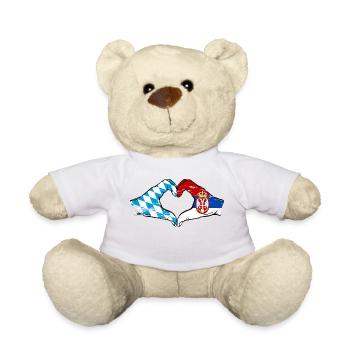 Bayern Serbien Flagge Hände Herzform used - Teddy - Weiß - Vorne