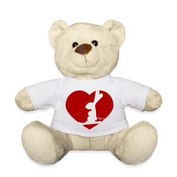 Hase Herz Skihase Skifahren Winter Ski Schnee Cool - Teddy - Weiß - Vorne