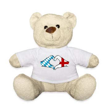Bavaria England Flag Heart Shape - Teddy Bear - white - Front