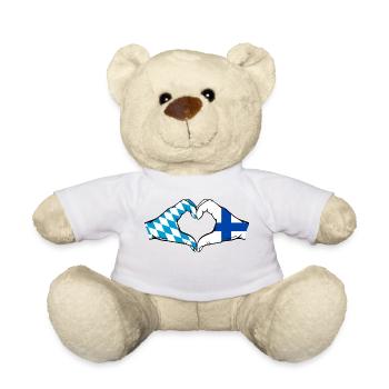 Bavaria Finland Flag Hands Heart Shape - Teddy Bear - white - Front
