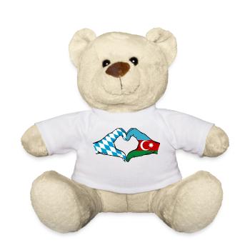 Bayern Aserbaidschan Flagge Hände Herzform - Teddy - Weiß - Vorne