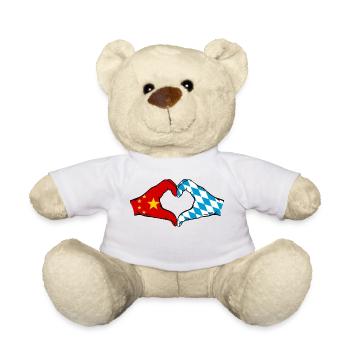 Chine Bavaroise Drapeau Mains Coeur Forme - Nounours - blanc - Devant