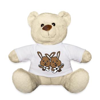 2 Hasen Freunde Team spielen Gitarre Musik Band - Teddy - Weiß - Vorne