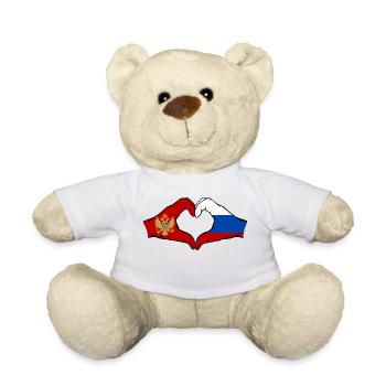 Montenegro Russland Flagge Hände Herzform - Teddy - Weiß - Vorne
