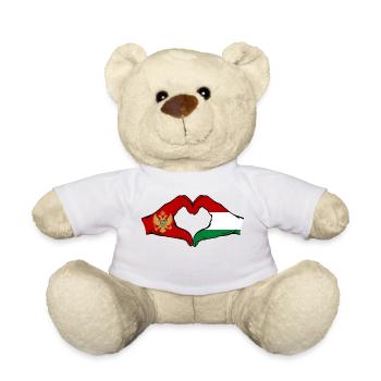 Montenegro Hungary Flag Hands Heart Shape - Teddy Bear - white - Front