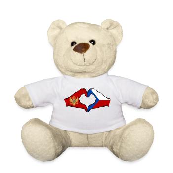 Monténégro République tchèque Drapeau Mains Coeur Forme - Nounours - blanc - Devant