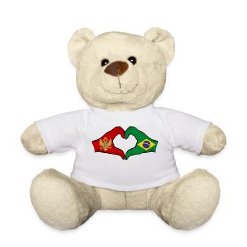 Montenegro Brazil Flag Hands Heart Shape - Teddy Bear - white - Front