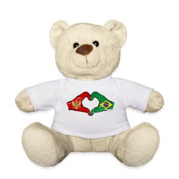 Montenegro Brazil Flag Hands Heart Shape Used - Teddy Bear - white - Front