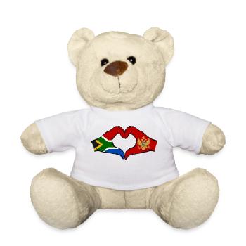 Südafrika Montenegro Flagge Hände Herzform - Teddy - Weiß - Vorne