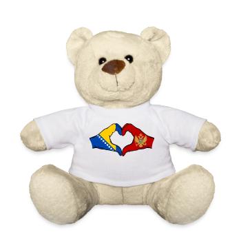 Bosnien Montenegro Flagge Hände Herzform - Teddy - Weiß - Vorne
