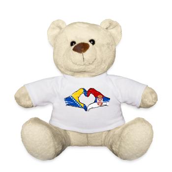 Bosnien Serbien Flagge Hände Herzform used - Teddy - Weiß - Vorne