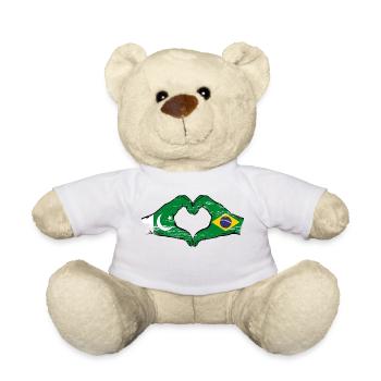 Pakistan Brazil Flag Hands Heart Shape Used - Teddy Bear - white - Front