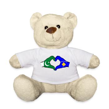Pakistan Kosovo drapeau mains coeur forme - Nounours - blanc - Devant