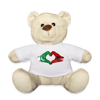 Pakistan Albanie drapeau mains forme de coeur utilisé - Nounours - blanc - Devant