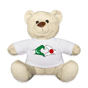 Pakistan Japon Drapeau Mains Coeur Forme - Nounours - blanc - Devant