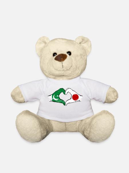 Pakistan Japan Flag Hands Heart Shape Used - Teddy Bear - white